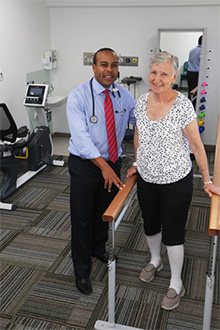 Dr Juan Rois Gnecco, Specialist Rehabilitation Physician with first patient Mrs Bobbie Joppich
